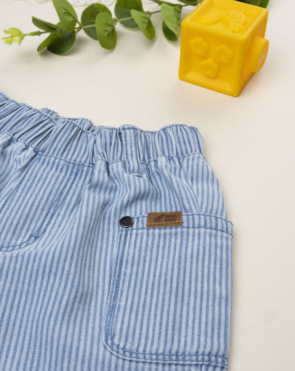 βρεφικό τζιν σορτσάκι μπλε ριγέ denim rules για αγόρι - Prénatal