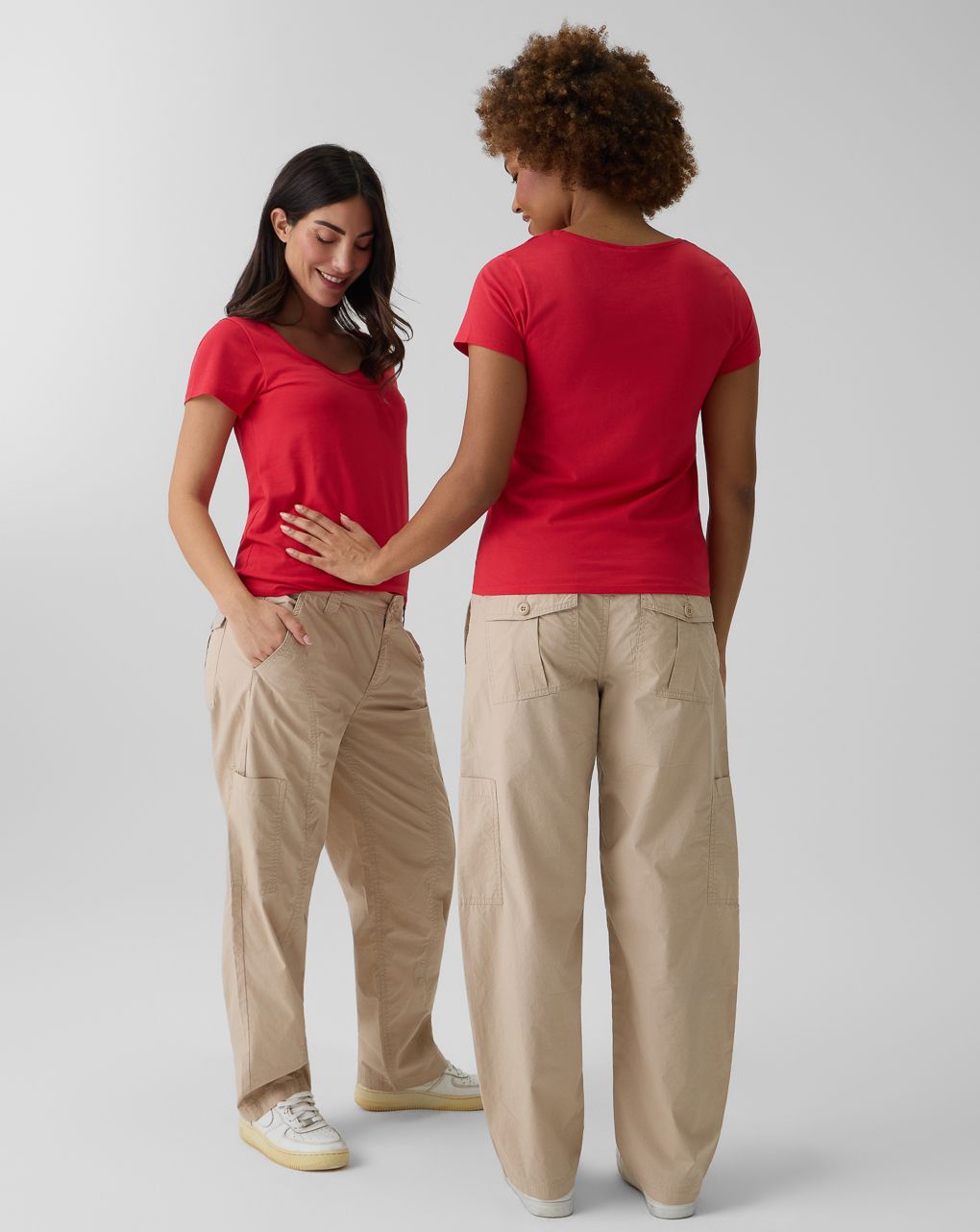 γυναικείο παντελόνι εγκυμοσύνης μπεζ cargo ποπλίνα - Prénatal