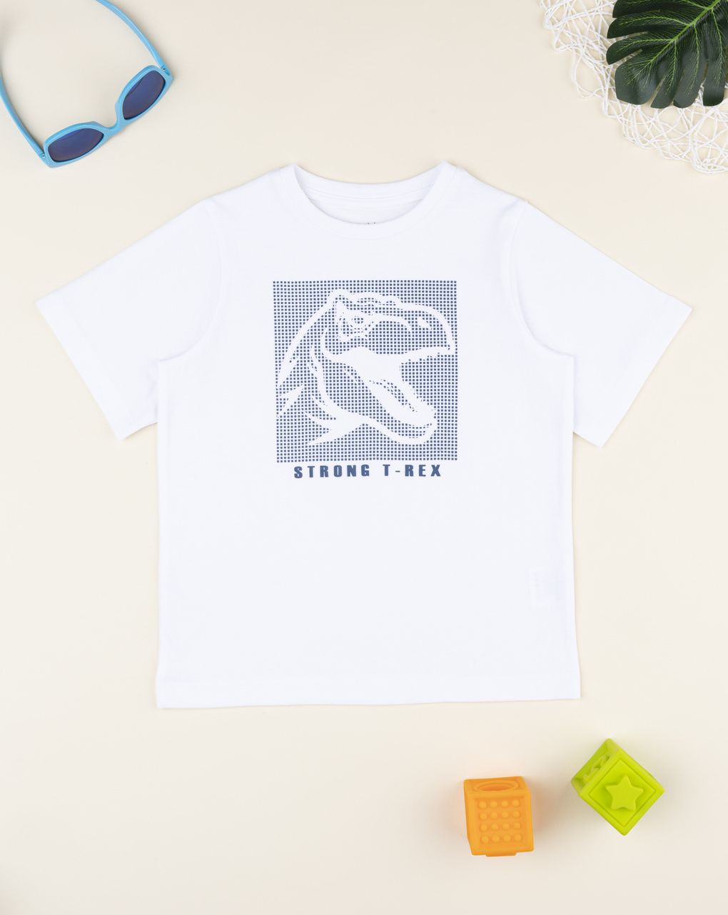 παιδικό t-shirt λευκό strong t-rex για αγόρι