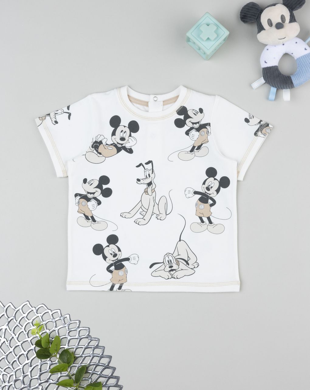 βρεφικό t-shirt λευκό mickey & pluto για αγόρι