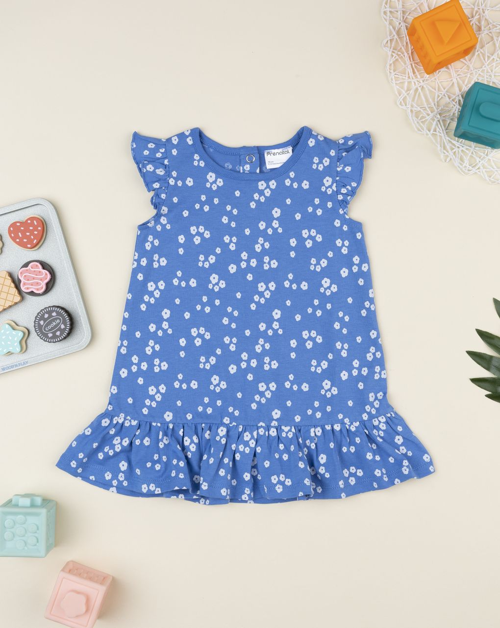 βρεφικό φόρεμα μπλε φλοράλ για κορίτσι