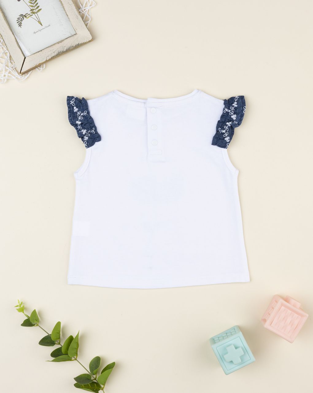 βρεφικό t-shirt λευκό με λουλούδι για κορίτσι - Prénatal