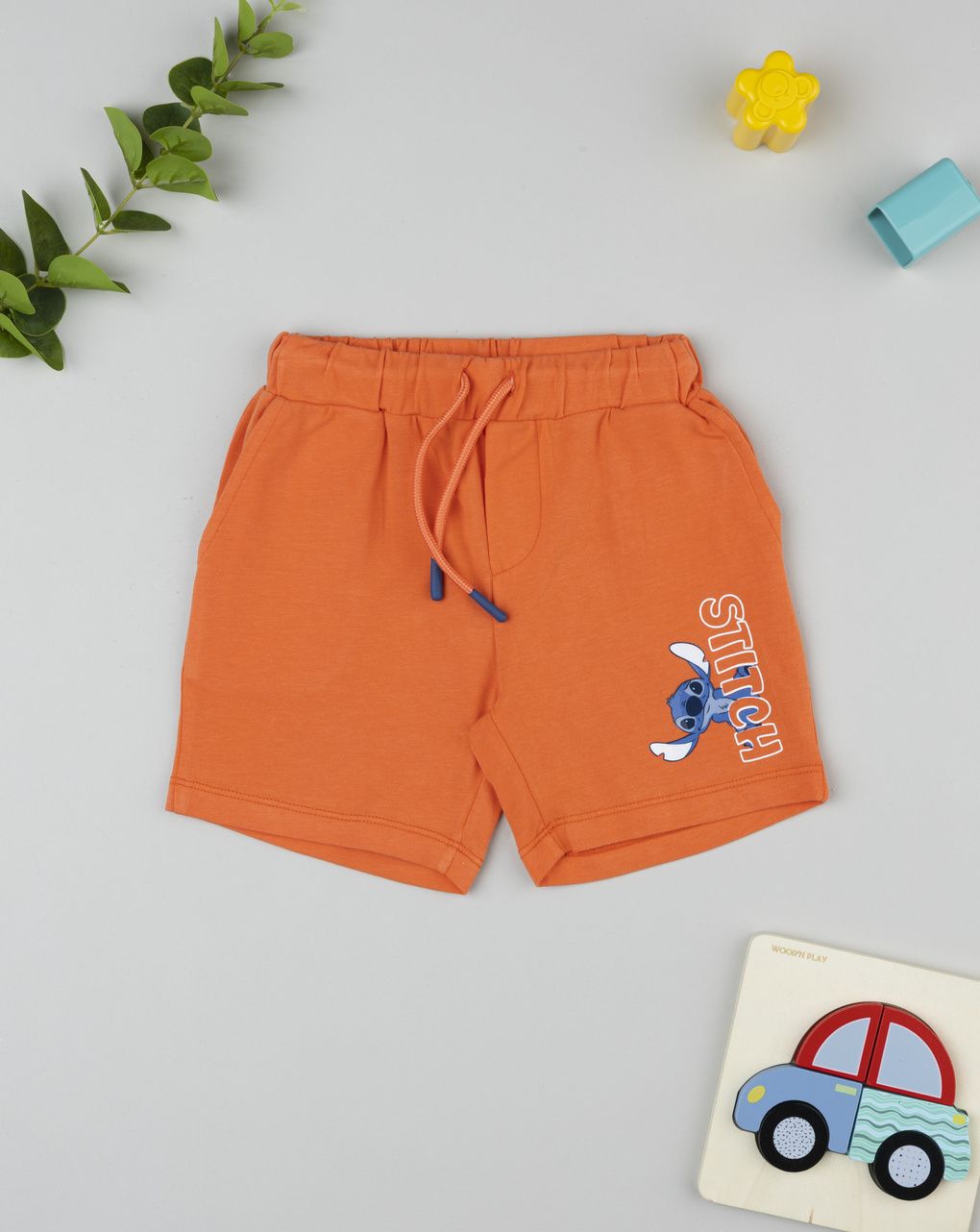 βρεφικό σορτσάκι πορτοκαλί stitch για αγόρι