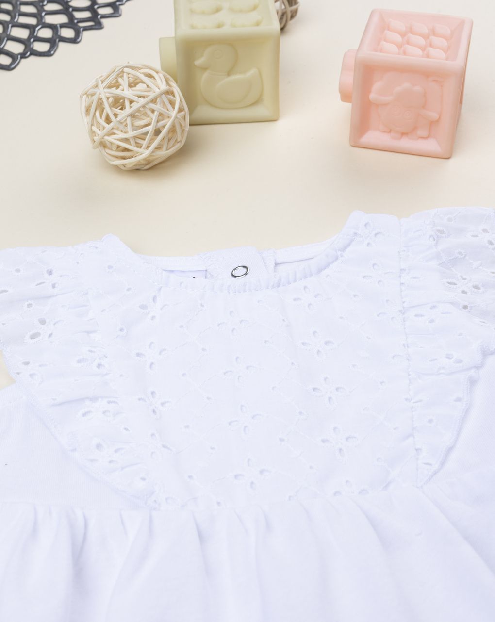 βρεφικό φορμάκι elegant λευκό δαντέλα sangallo για κορίτσι - Prénatal