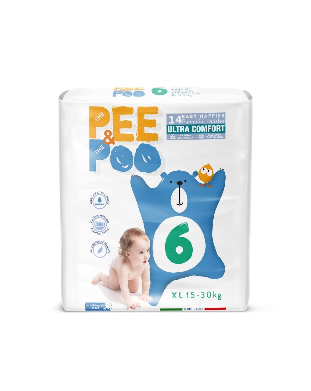 Pee&poo πάνες ultrafit extra large μέγεθος 6 18τμχ