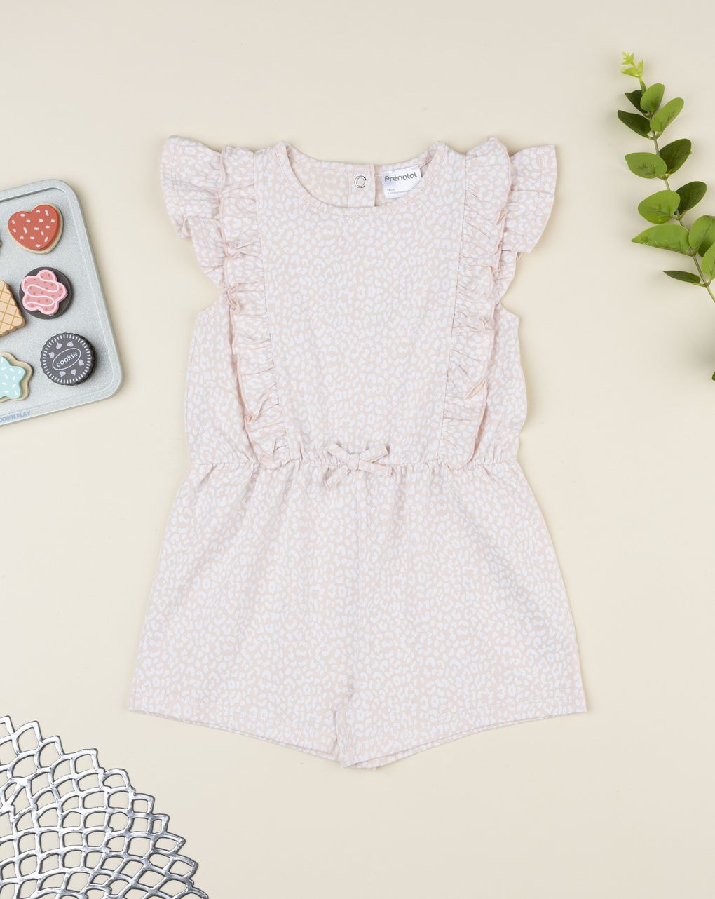 βρεφική ολόσωμη φόρμα ροζ animal print για κορίτσι