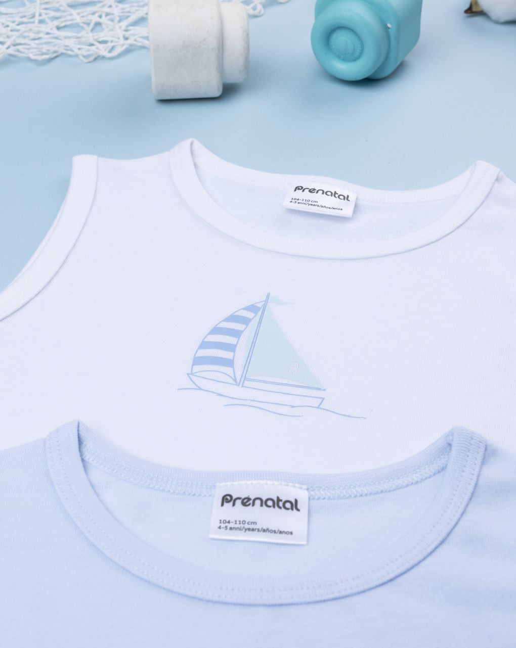 παιδικά φανελάκια πακέτο x2 με πυξίδα για αγόρι - Prénatal