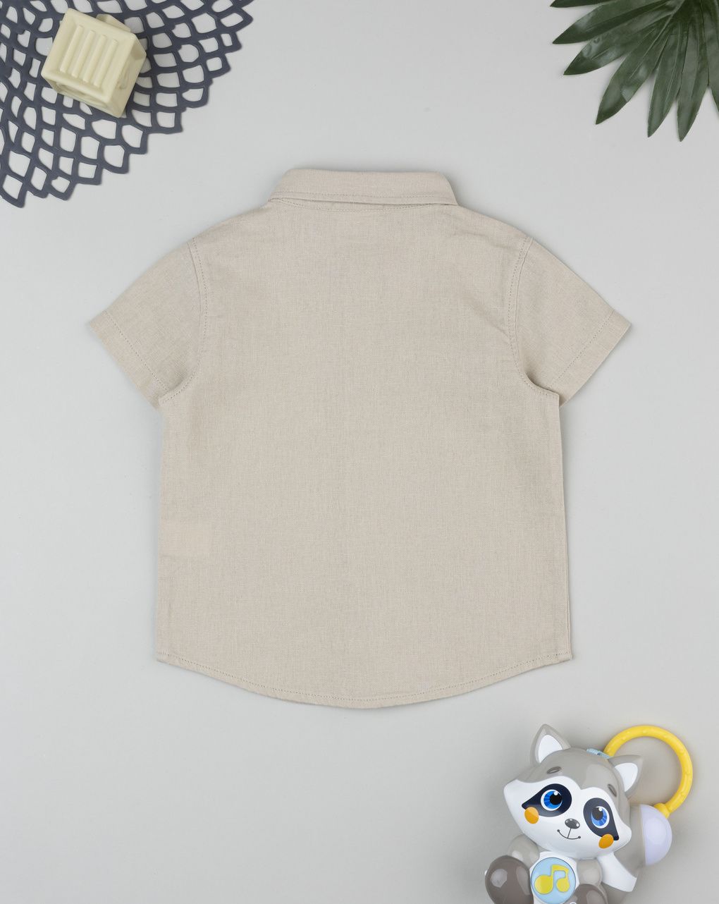 βρεφικό πουκάμισο καφέ λινό για αγόρι - Prénatal