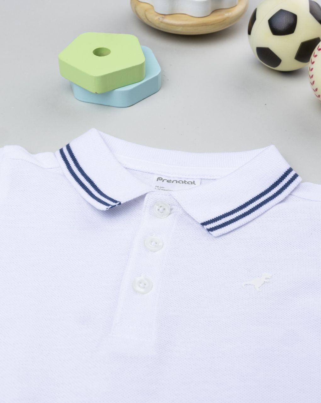 βρεφικό t-shirt πόλο λευκό dino για αγόρι - Prénatal