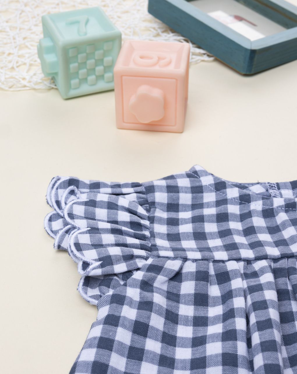 βρεφική μπλούζα καρό vichy μπλε για κορίτσι - Prénatal