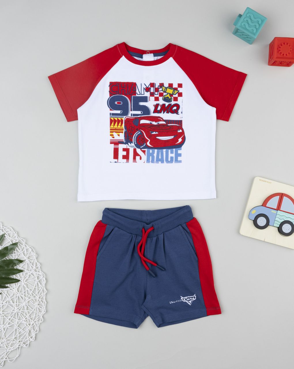 βρεφικό σετ t-shirt και σορτσάκι cars για αγόρι