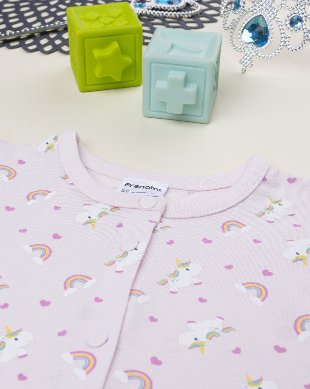 βρεφική ολόσωμη πιτζάμα ροζ με μονόκερους για κορίτσι - Prénatal