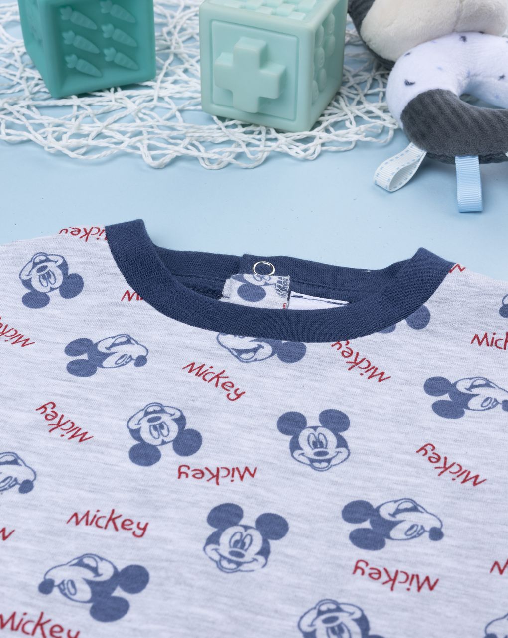 βρεφική ολόσωμη πιτζάμα γκρι mickey για αγόρι - Prénatal
