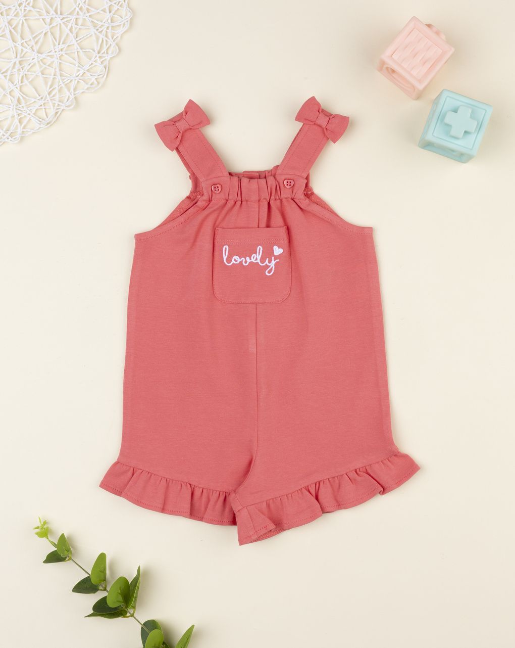 βρεφική ολόσωμη φόρμα κοραλλί lovely για κορίτσι