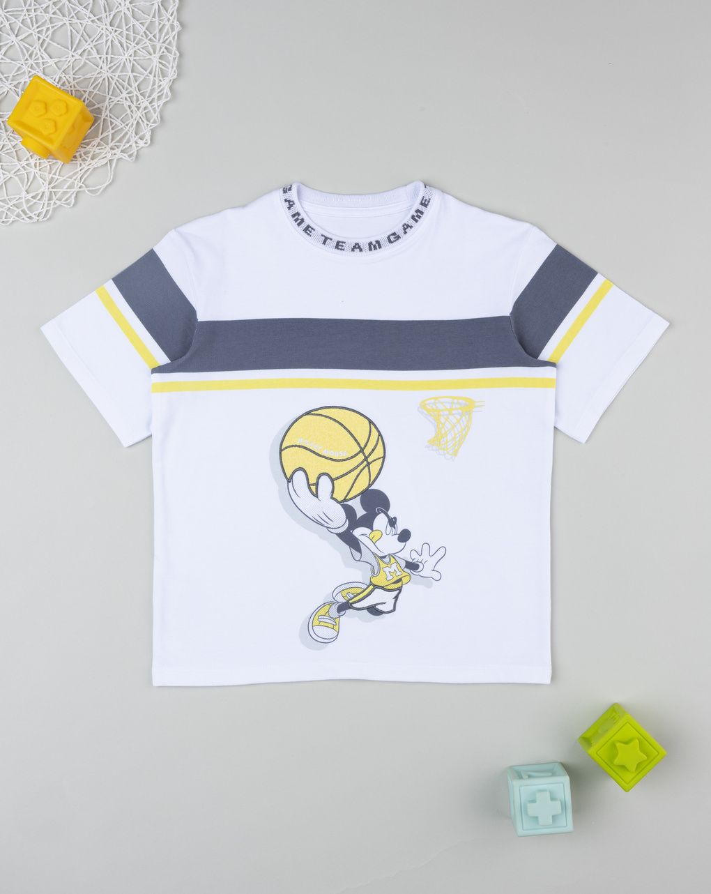 παιδικό t-shirt λευκό mickey basket για αγόρι