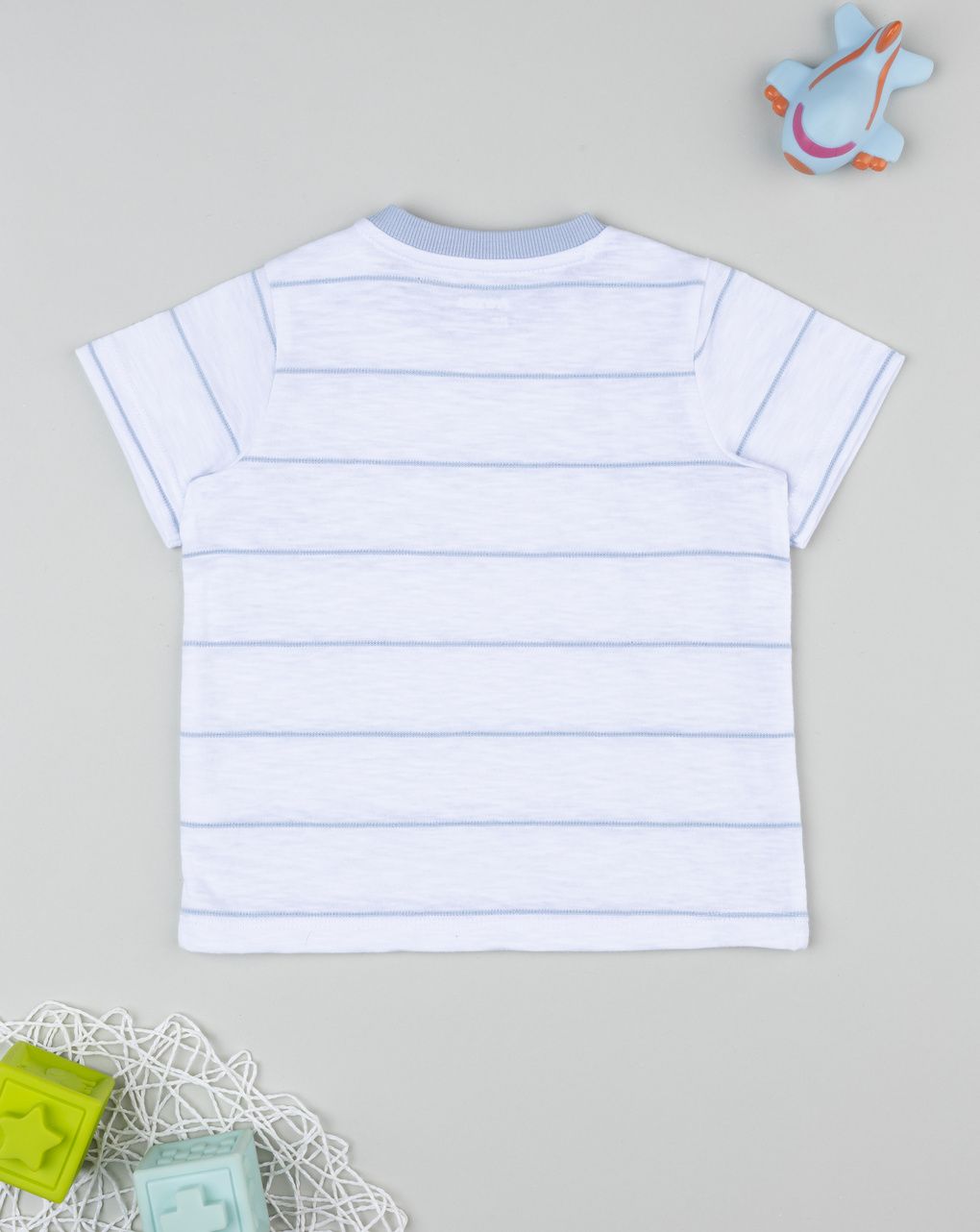 βρεφικό t-shirt ριγέ λευκό/γαλάζιο για αγόρι - Prénatal