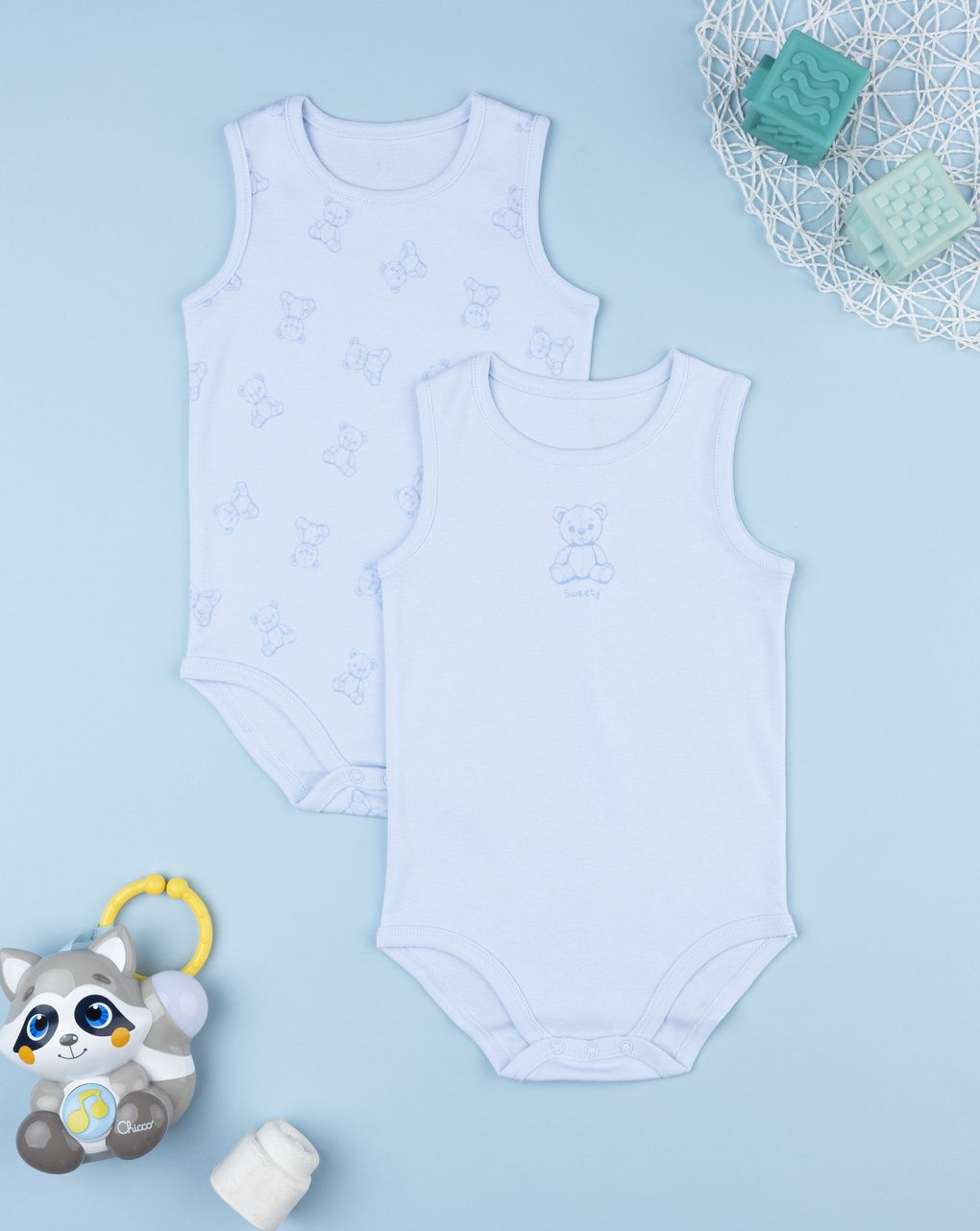 βρεφικά κορμάκια πακέτο x2 με αρκουδάκια για αγόρι