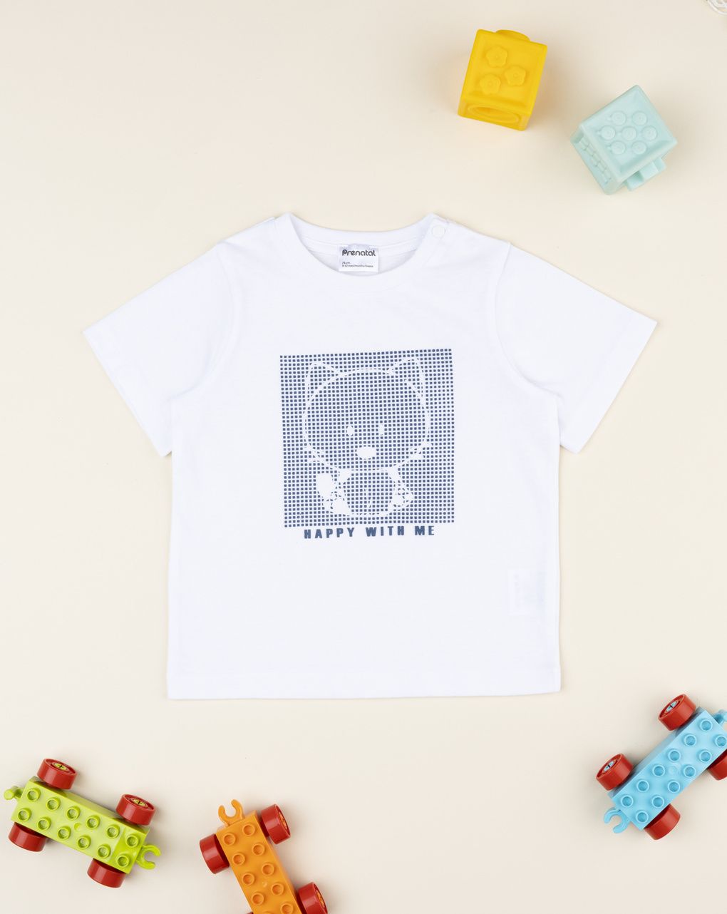 βρεφικό t-shirt λευκό happy για αγόρι - Prénatal