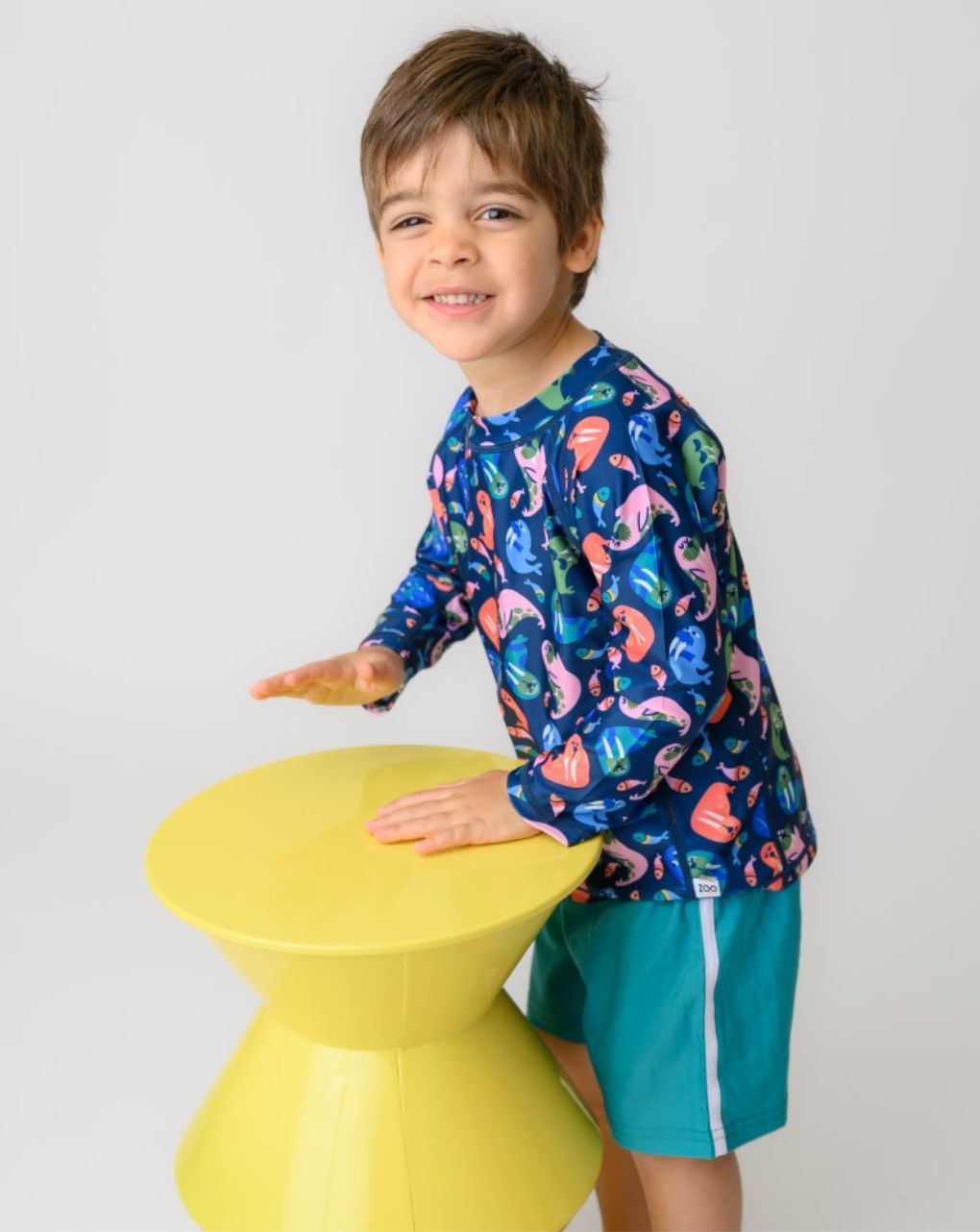 Zoocchini σετ uv μαγιό σορτς και μπλούζα wally the walrus zoo16407 - Zoocchini