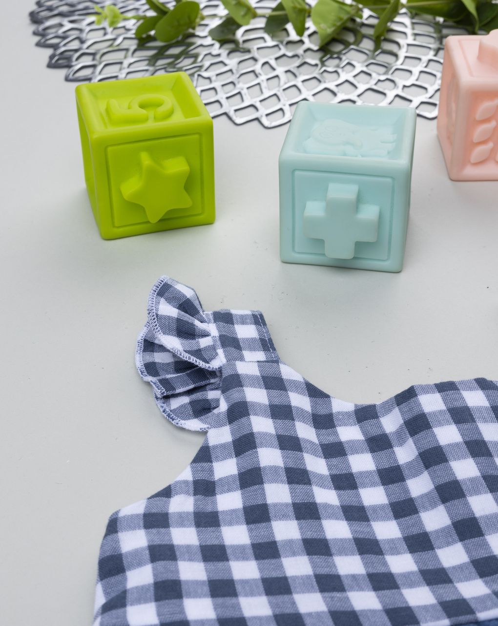 βρεφικό φόρεμα καρό vichy/denim για κορίτσι - Prénatal