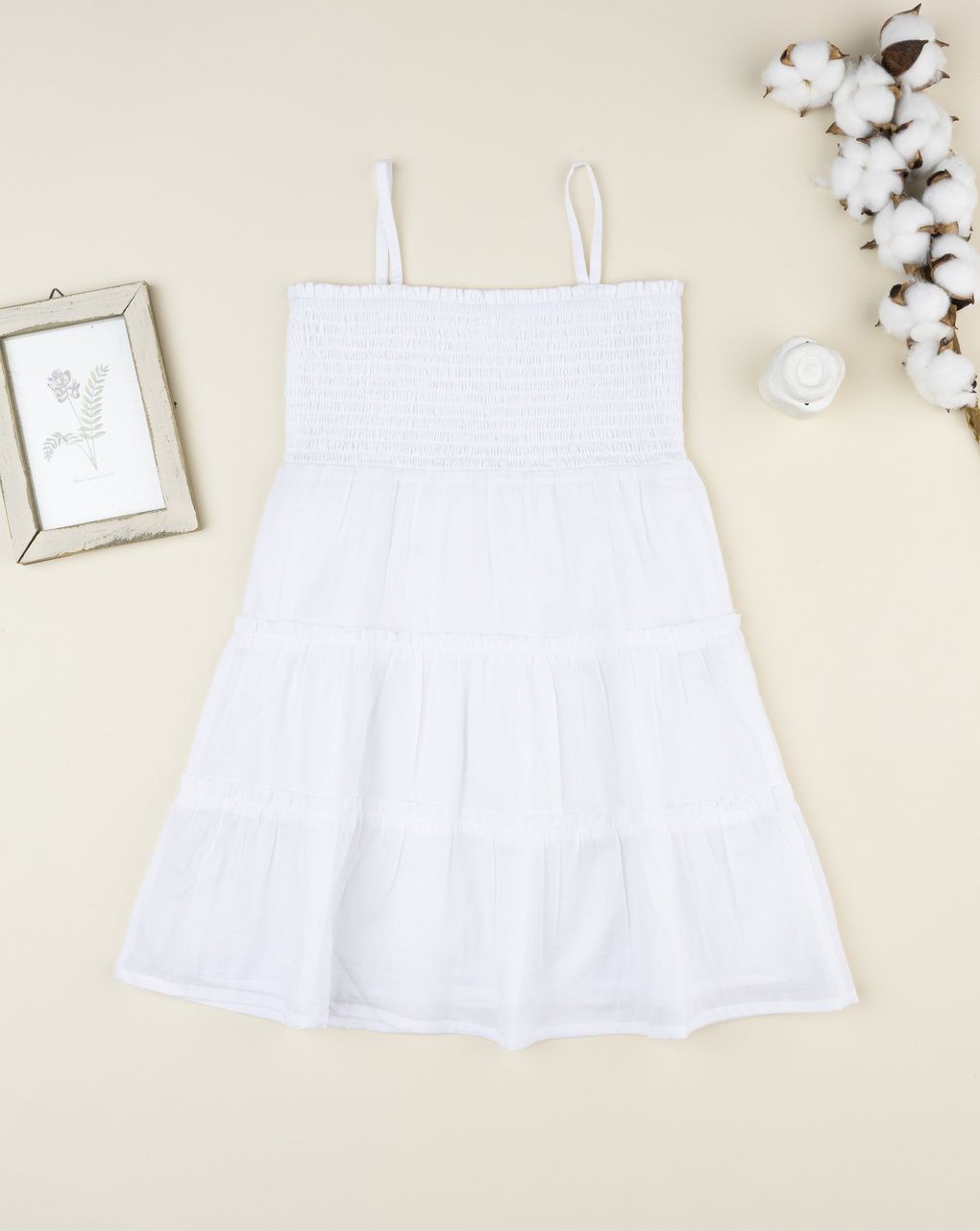παιδικό φόρεμα λευκό σφηκοφωλιά για κορίτσι - Prénatal