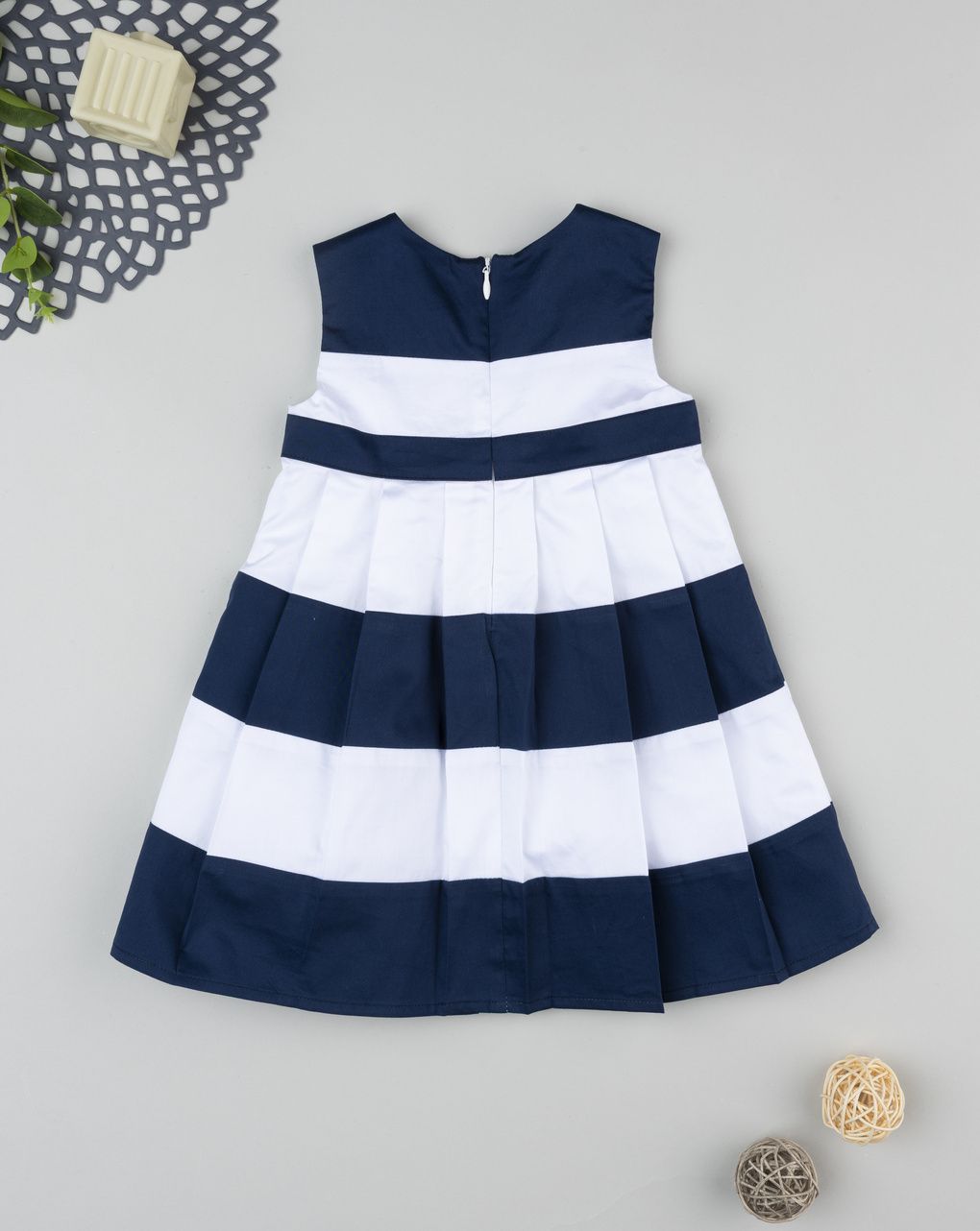βρεφικό φόρεμα ριγέ μπλε/λευκό elegant για κορίτσι - Prénatal