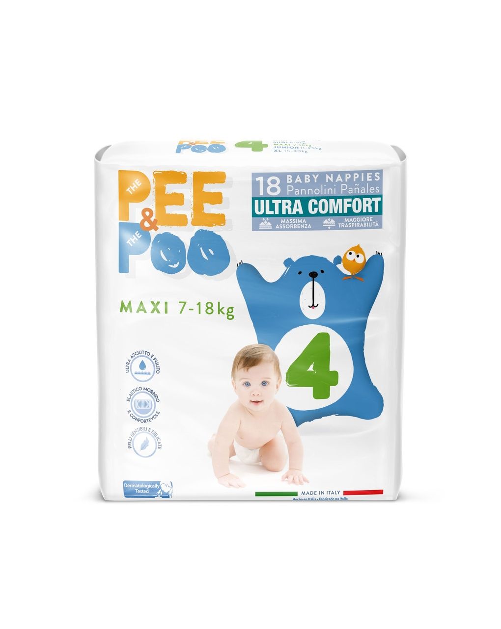 Pee&poo πάνες ultrafit maxi μέγεθος 4 18τμχ