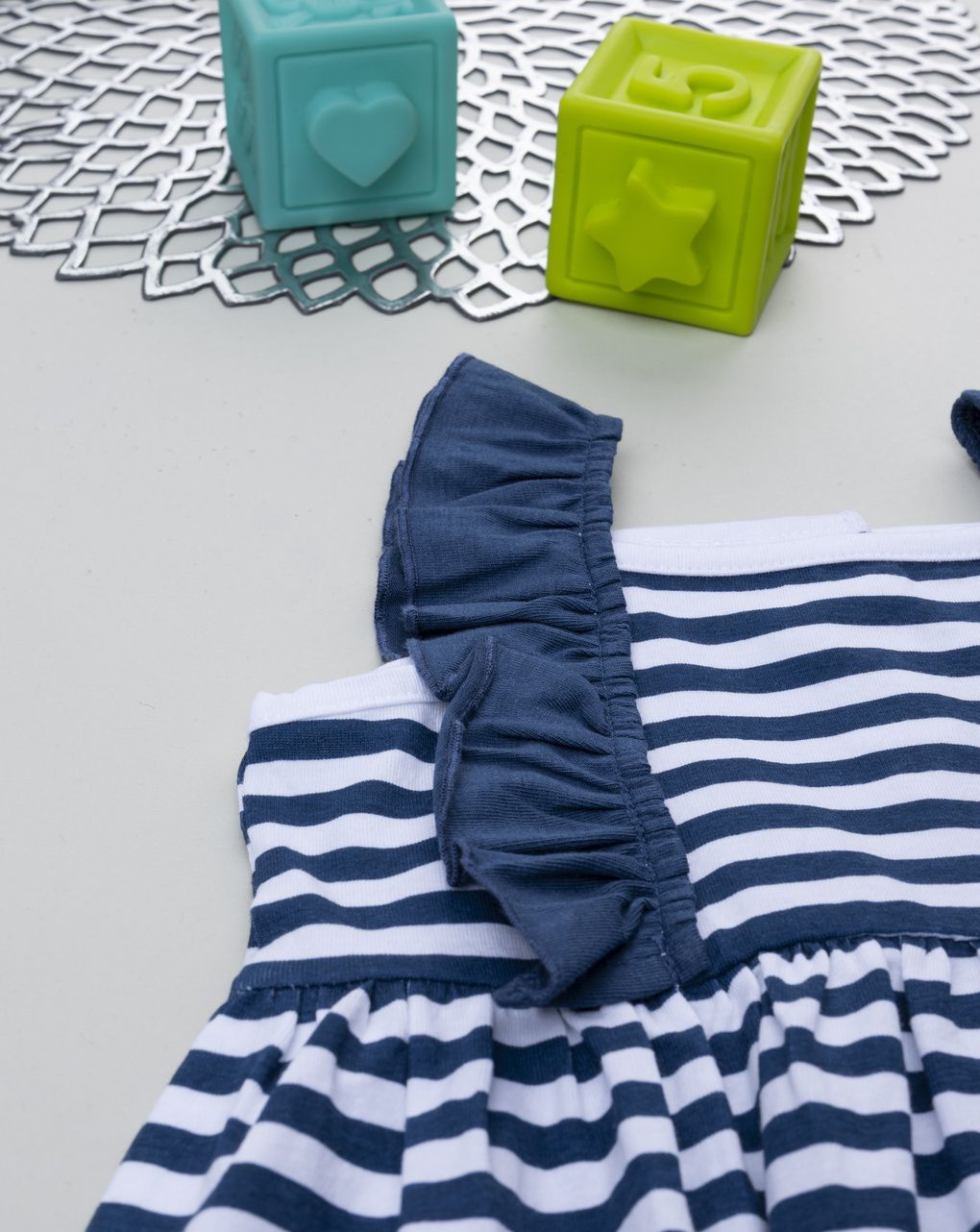 βρεφικό φόρεμα ριγέ μπλε/λευκό για κορίτσι - Prénatal