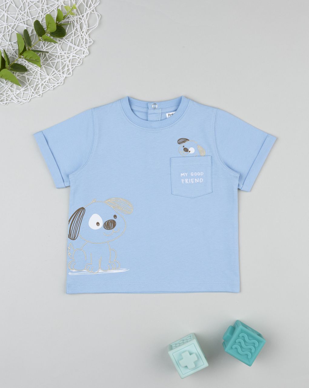 βρεφικό t-shirt γαλάζιο με σκυλάκια για αγόρι