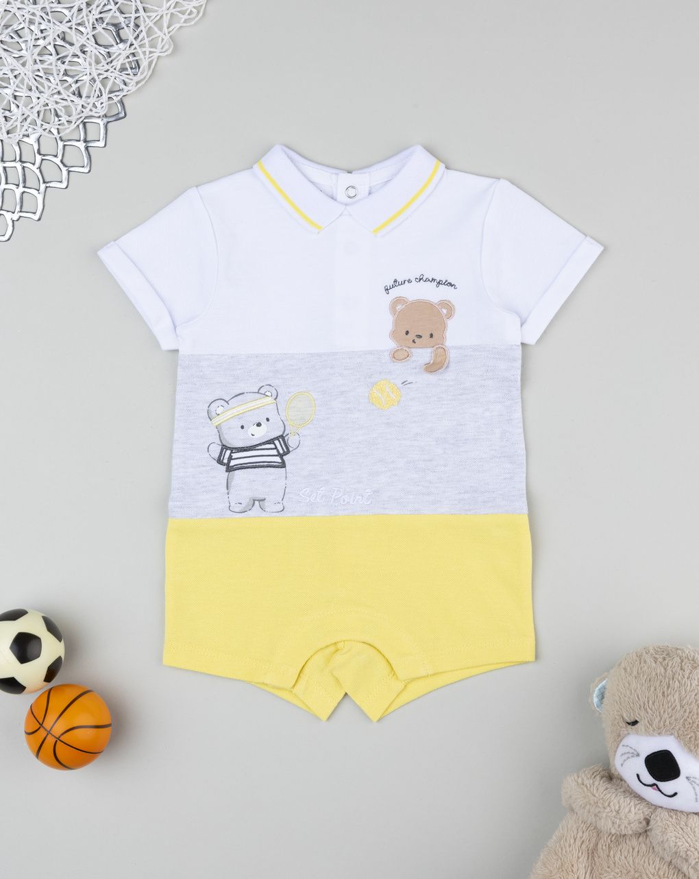 βρεφικό φορμάκι τρίχρωμο champion για αγόρι