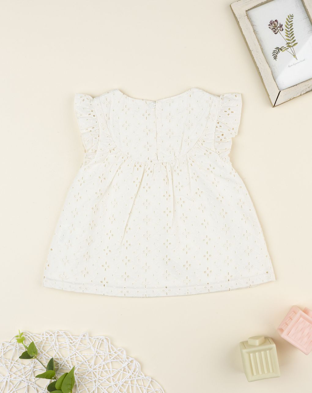 βρεφικό φόρεμα μπεζ δαντέλα sangallo για κορίτσι - Prénatal