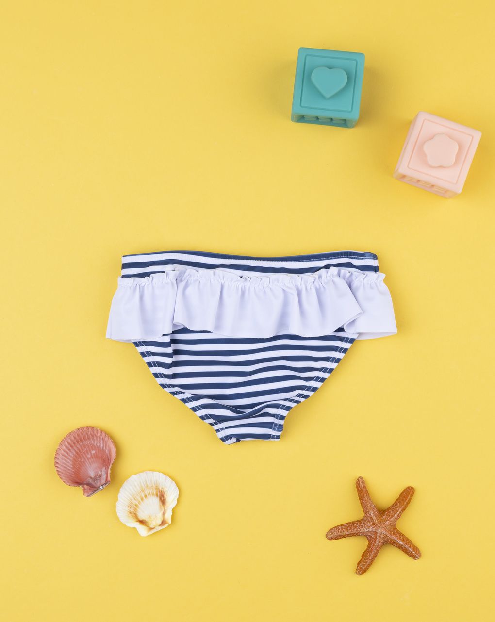 βρεφικό μαγιό σλιπ ριγέ μπλε/λευκό για κορίτσι - Prénatal