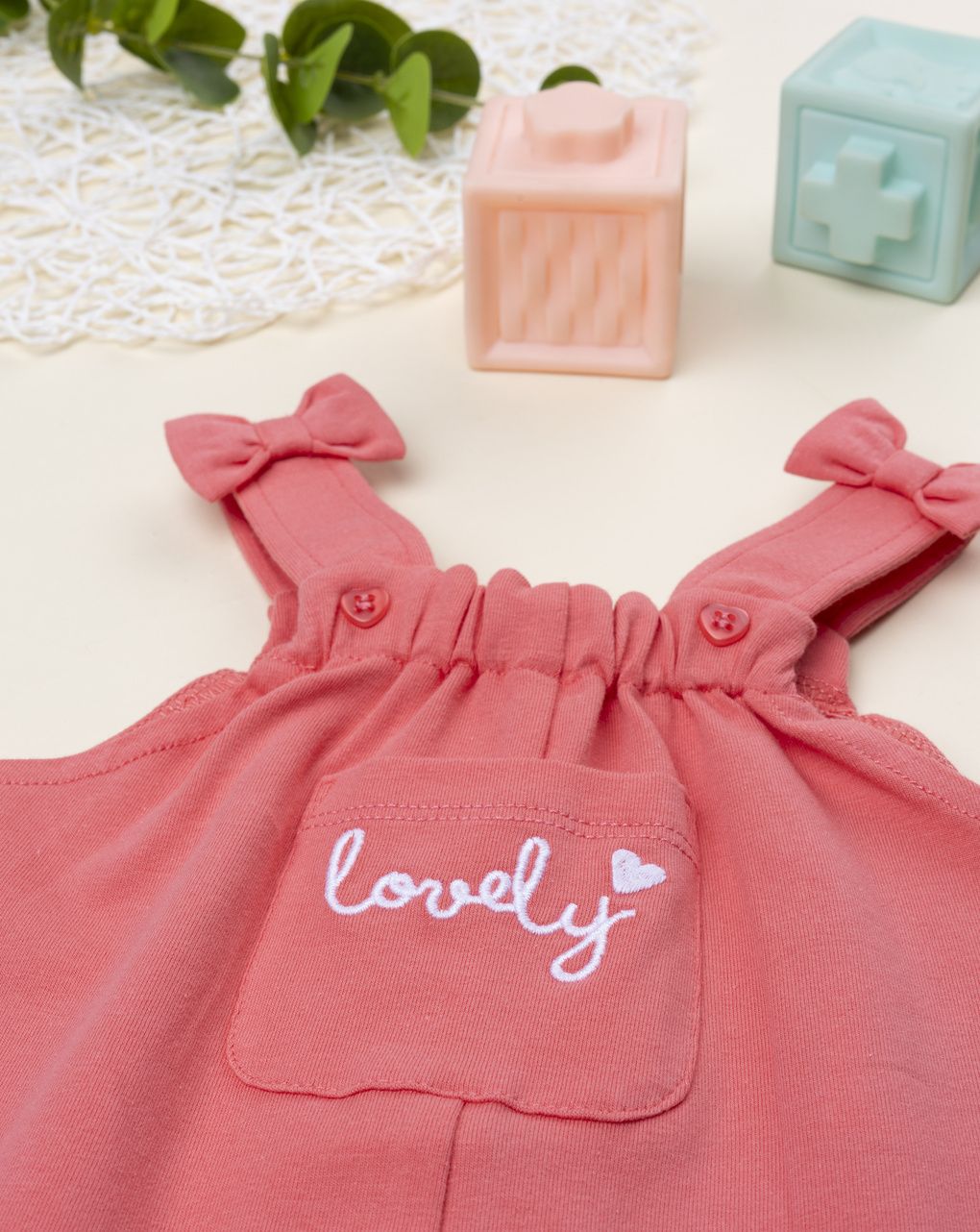 βρεφική ολόσωμη φόρμα κοραλλί lovely για κορίτσι - Prénatal
