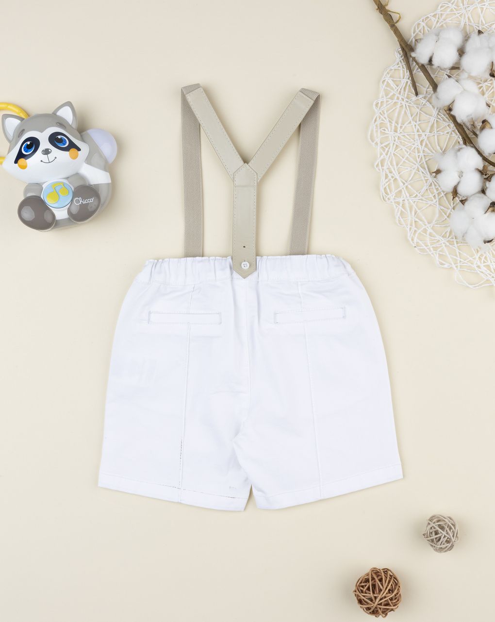 βρεφικό σορτσάκι elegant twill λευκό για αγόρι - Prénatal