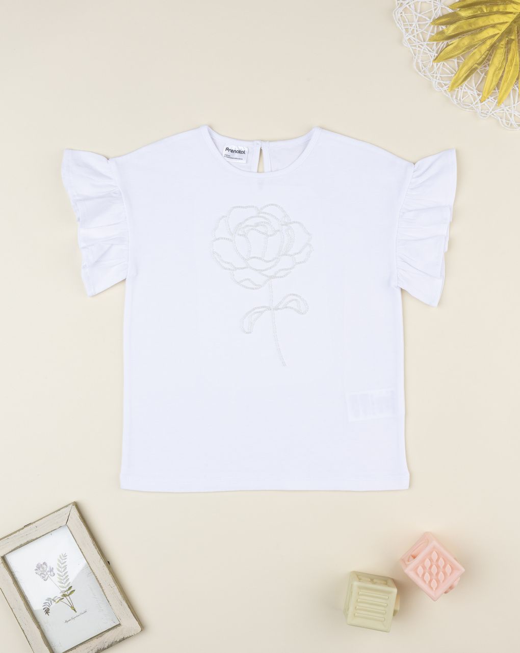 παιδικό t-shirt λευκό με τριαντάφυλλο για κορίτσι