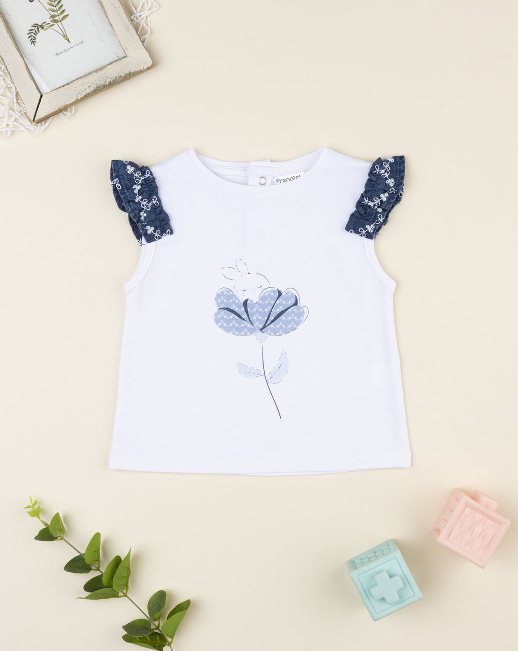 βρεφικό t-shirt λευκό με λουλούδι για κορίτσι