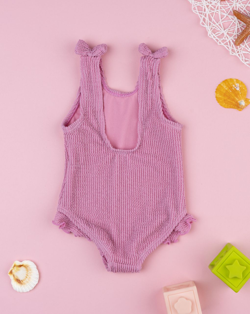 βρεφικό ολόσωμο μαγιό ροζ lurex για κορίτσι - Prénatal