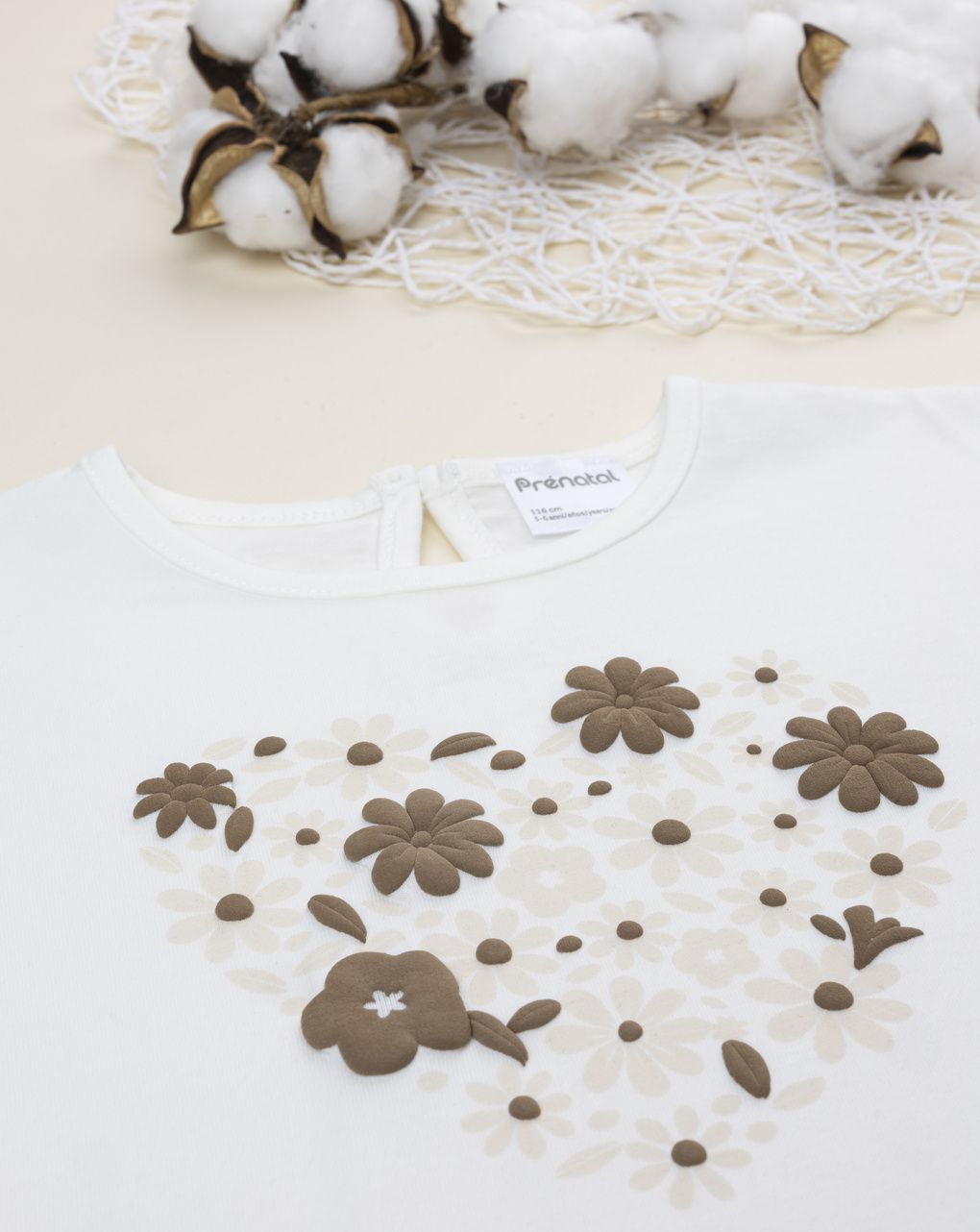 παιδικό t-shirt λευκό με λουλούδια για κορίτσι - Prénatal