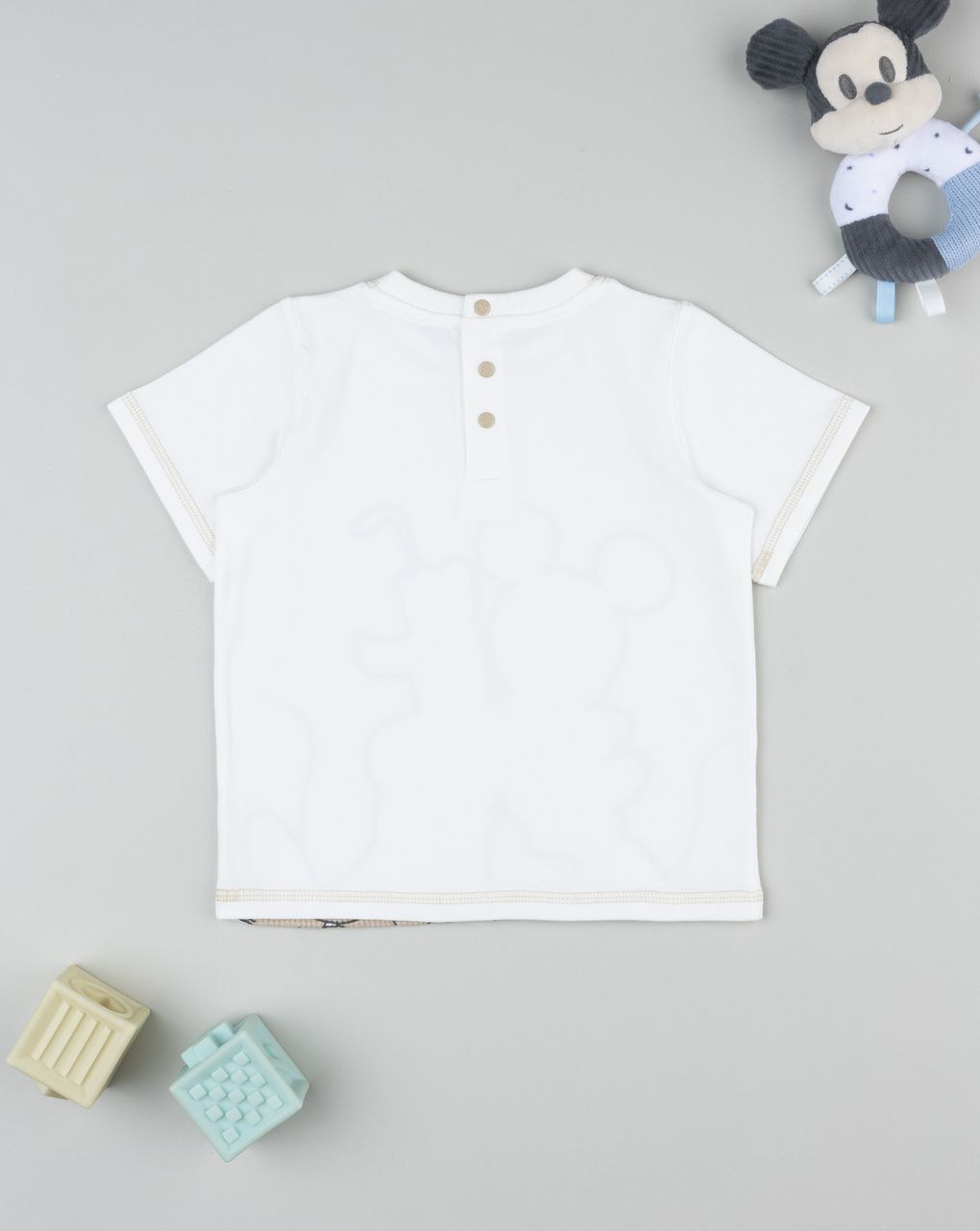 βρεφικό t-shirt λευκό γκοφρέ mickey & pluto για αγόρι - Prénatal