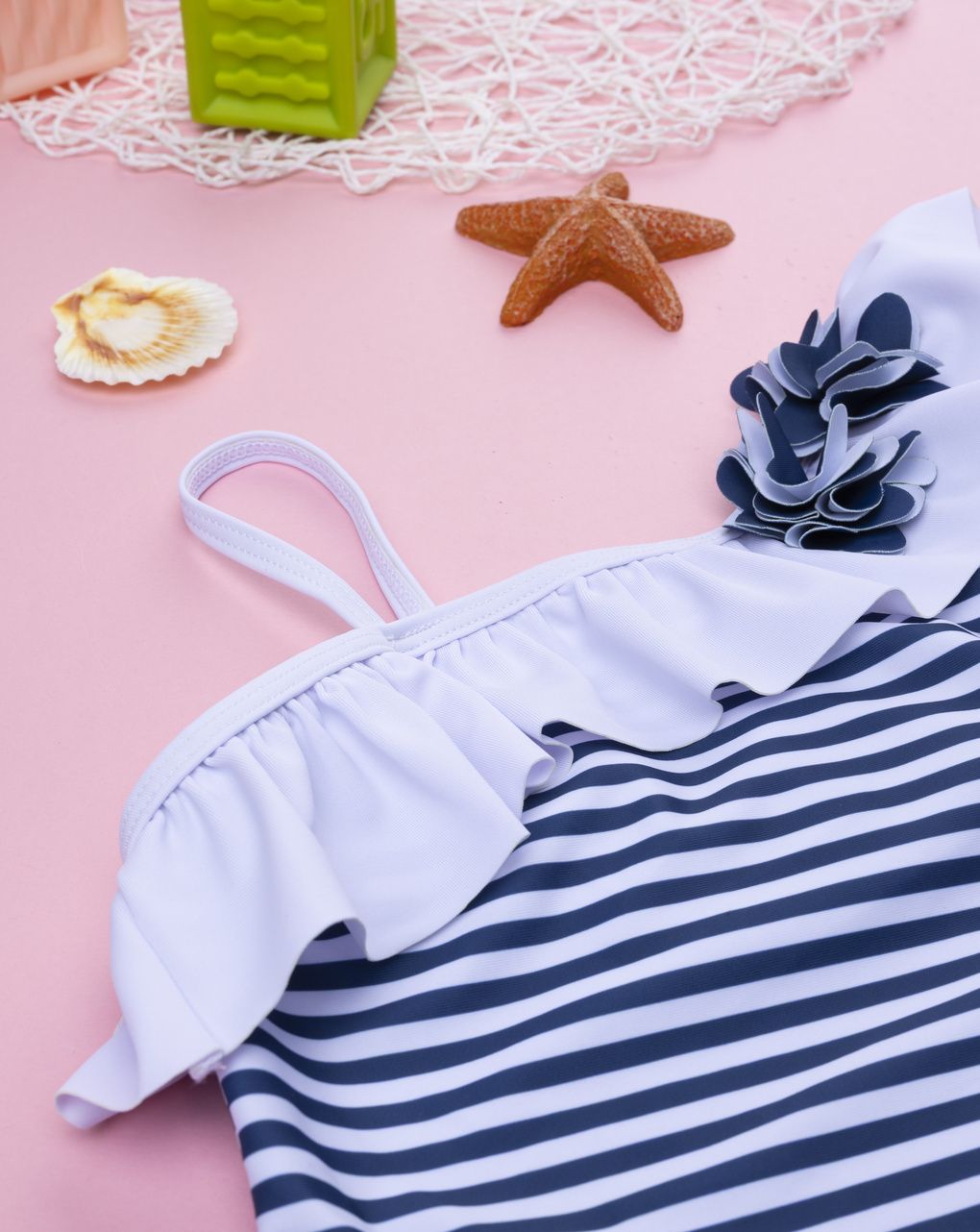 παιδικό ολόσωμο μαγιό ριγέ μπλε/λευκό για κορίτσι - Prénatal