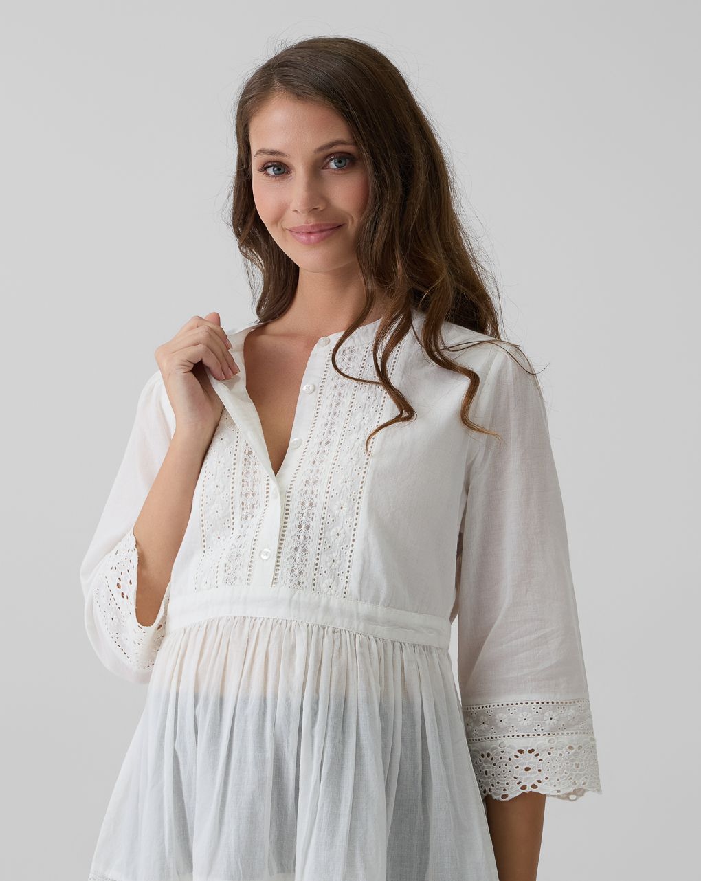 γυναικεία μπλούζα εγκυμοσύνης/θηλασμού λευκή με δαντέλα - Prénatal