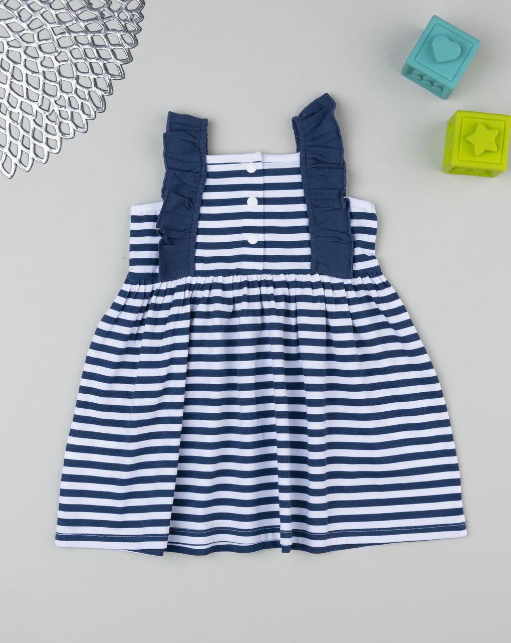 βρεφικό φόρεμα ριγέ μπλε/λευκό για κορίτσι - Prénatal
