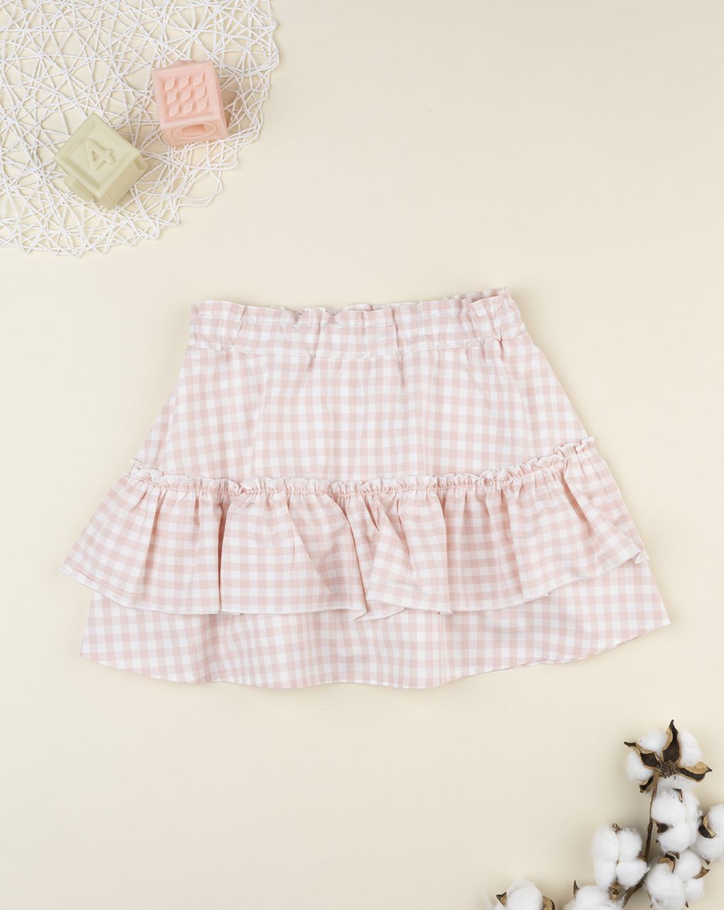παιδική φούστα καρό vichy ροζ για κορίτσι