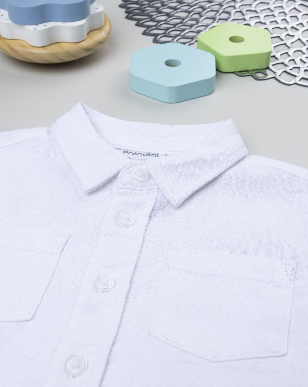 βρεφικό πουκάμισο λευκό λινό για αγόρι - Prénatal