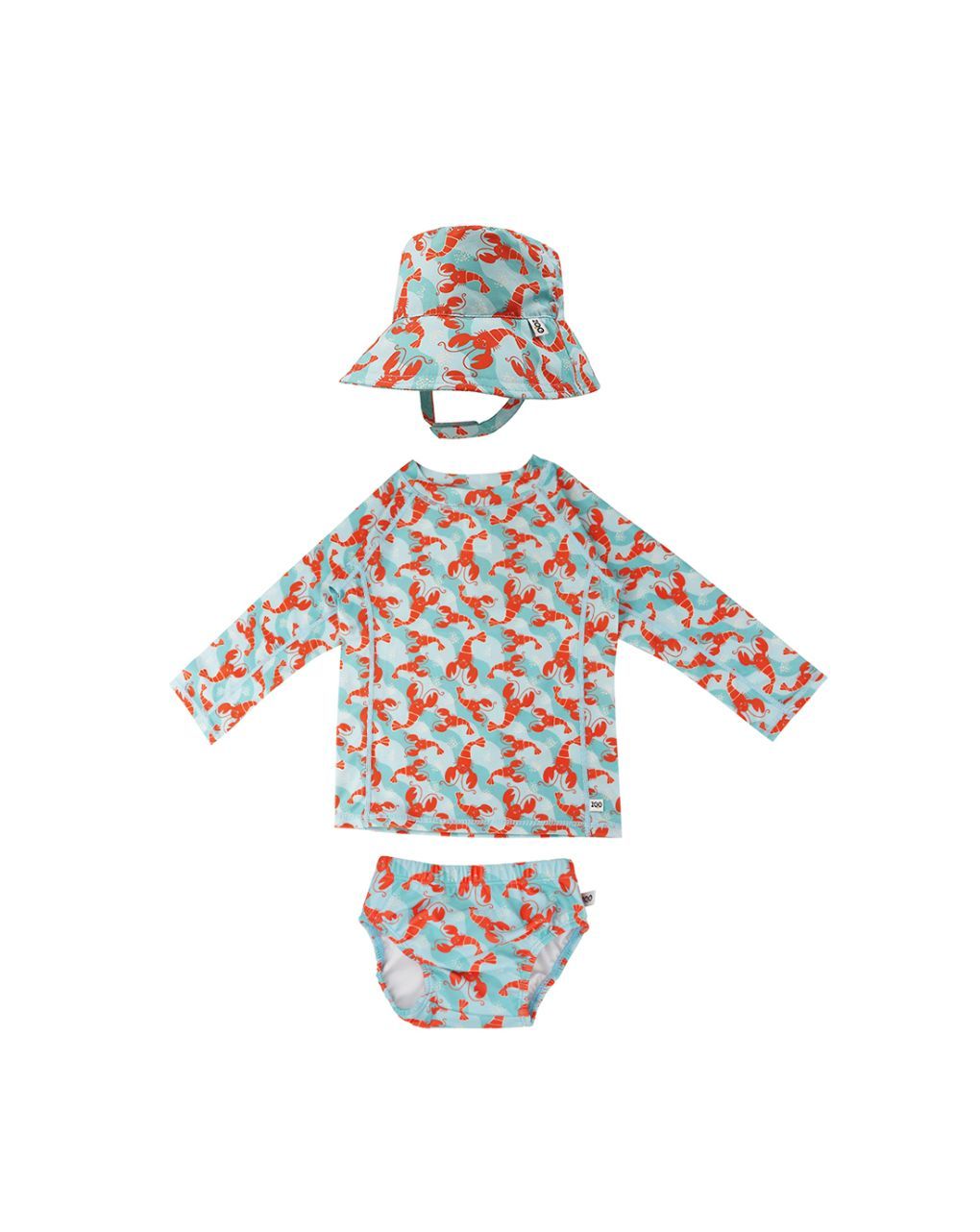 Zoocchini σετ uv μαγιό πάνα, bucket καπέλο και μπλούζα lobster zoo16023