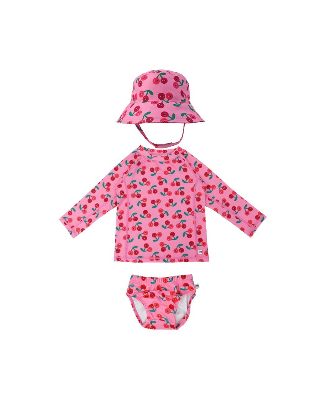 Zoocchini σετ uv μαγιό πάνα, bucket καπέλο και μπλούζα cherry zoo16025