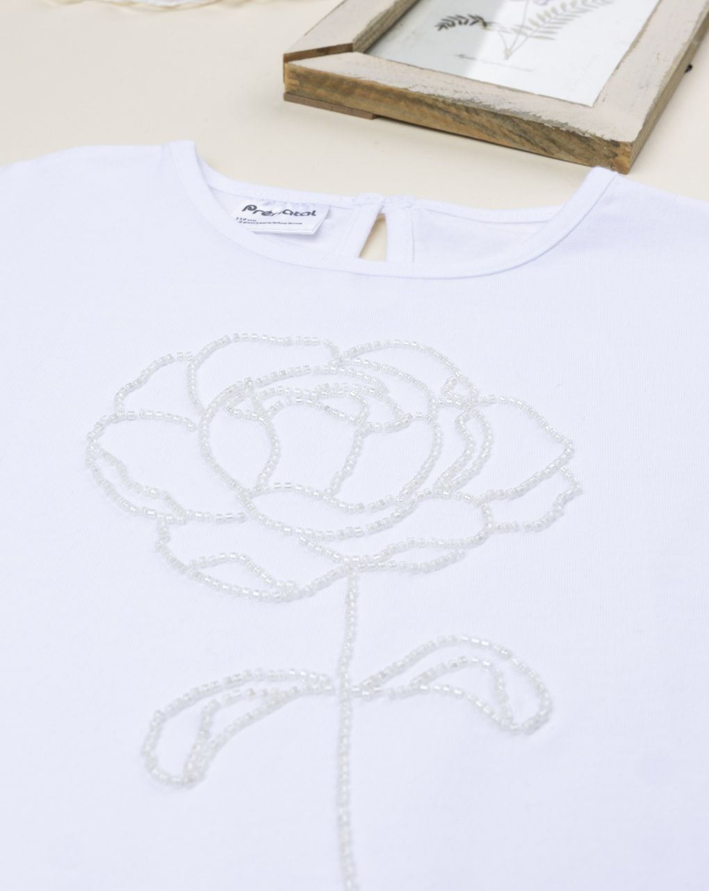 παιδικό t-shirt λευκό με τριαντάφυλλο για κορίτσι - Prénatal