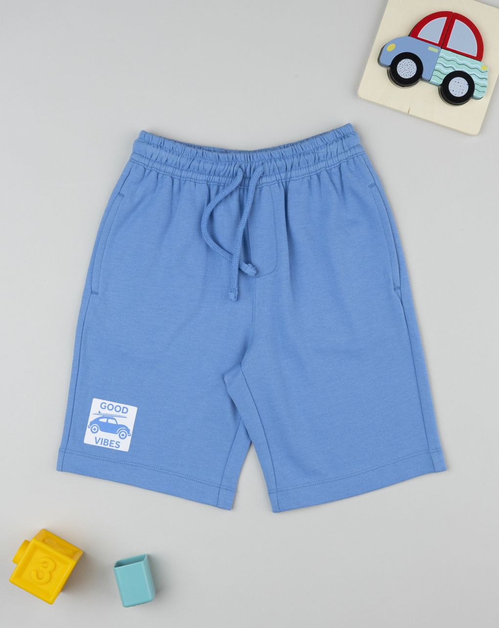 παιδικό σορτσάκι μπλε good vibes για αγόρι