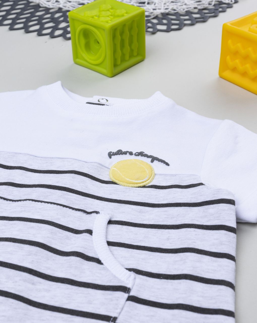 βρεφικό φορμάκι λευκό/γκρι ριγέ champion για αγόρι - Prénatal