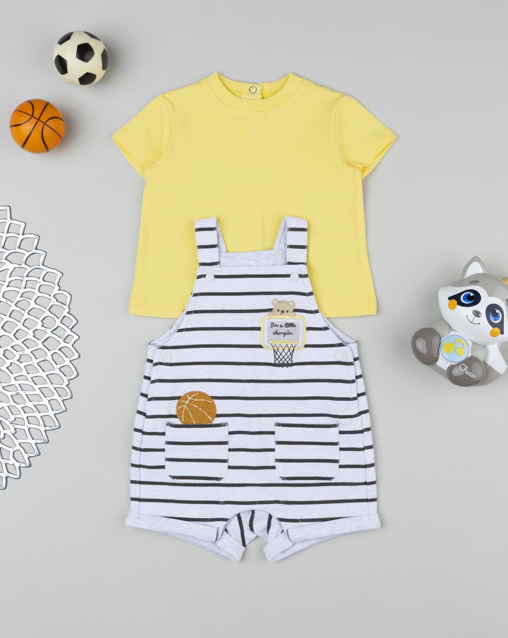 βρεφικό σετ t-shirt και σαλοπέτα basket για αγόρι